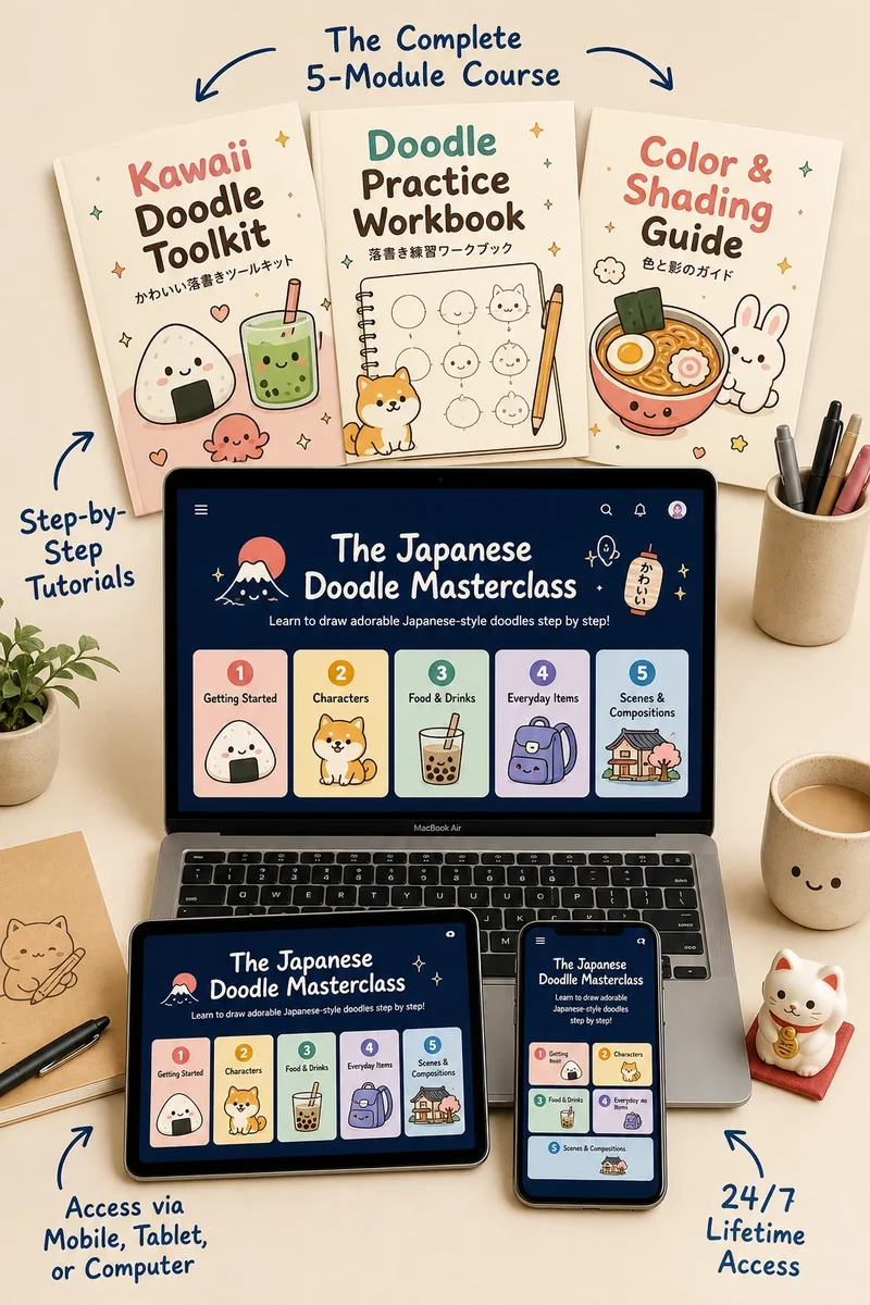 Everything included in the Japanese Doodle Masterclass